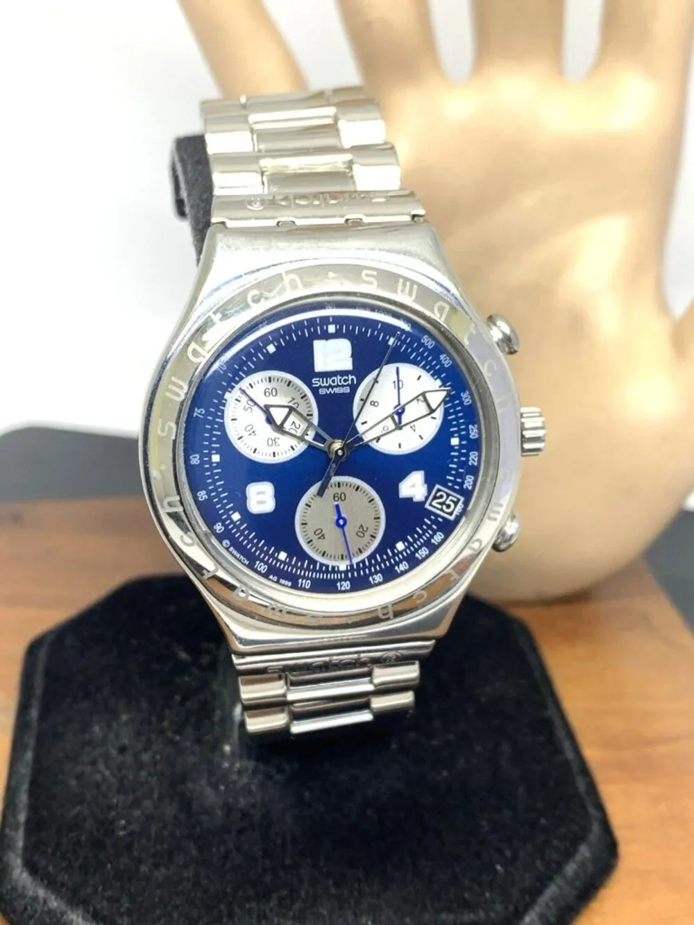 Swatch Men's Watch YCS412G Swiss Quartz Chronograph Vintage 1999 Blue Dial 40mm